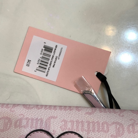 Juicy Couture Chiffon Pink Her Majesty Single Gusset Flap Clutch Wallet NWT - Picture 5 of 16